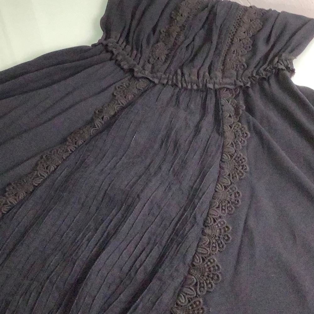 Anthropologie lace front strapless midi dress cotton like size Small EUC - Picture 11 of 14